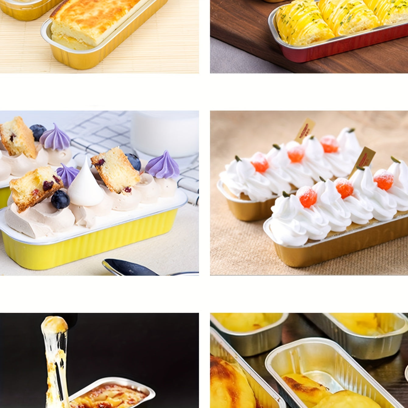 30 Rectangular Baking Boxes with Lids and Spoons for Snacks and Parties