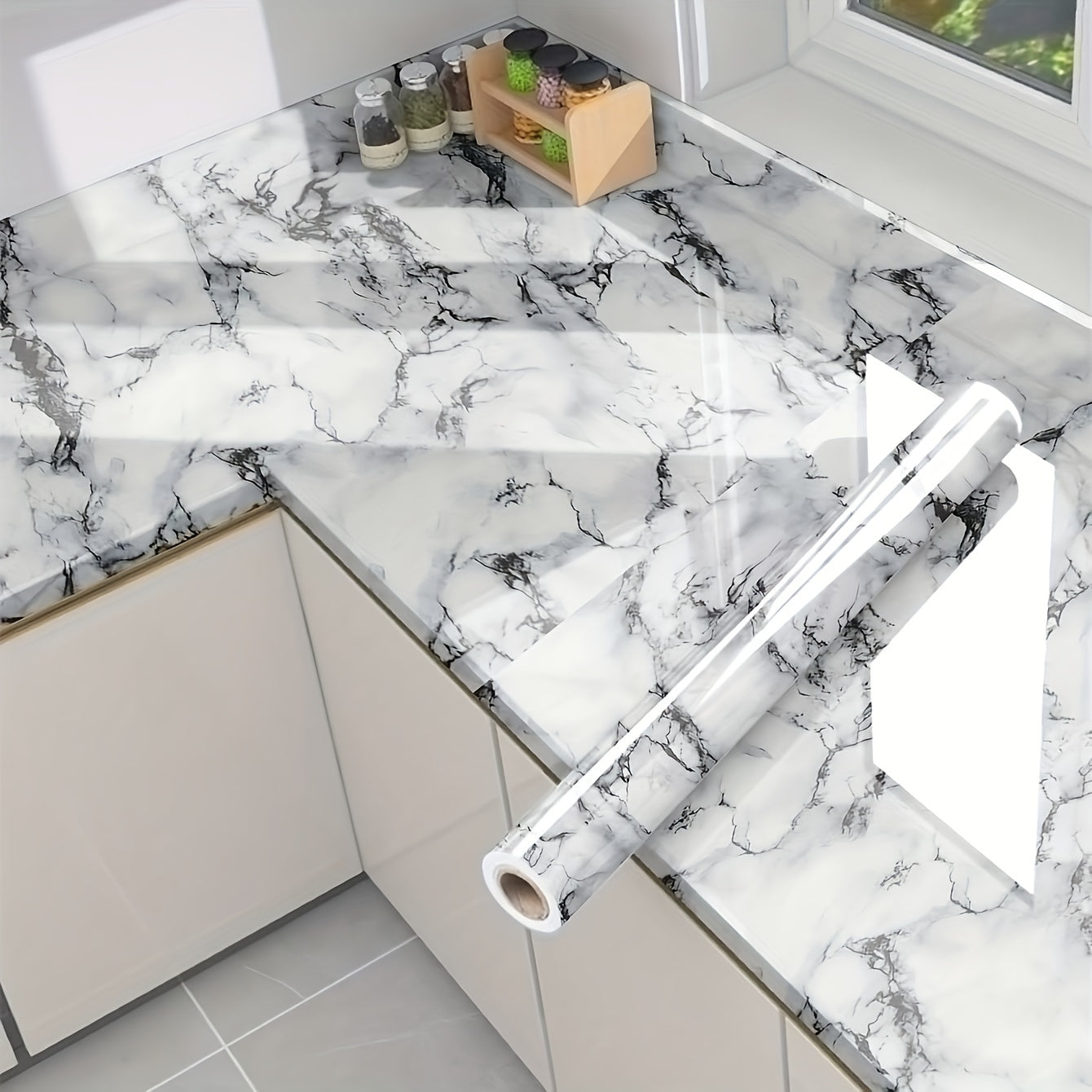 Self-Adhesive Waterproof Marble Wall Stickers for Kitchen Bathroom Renovation