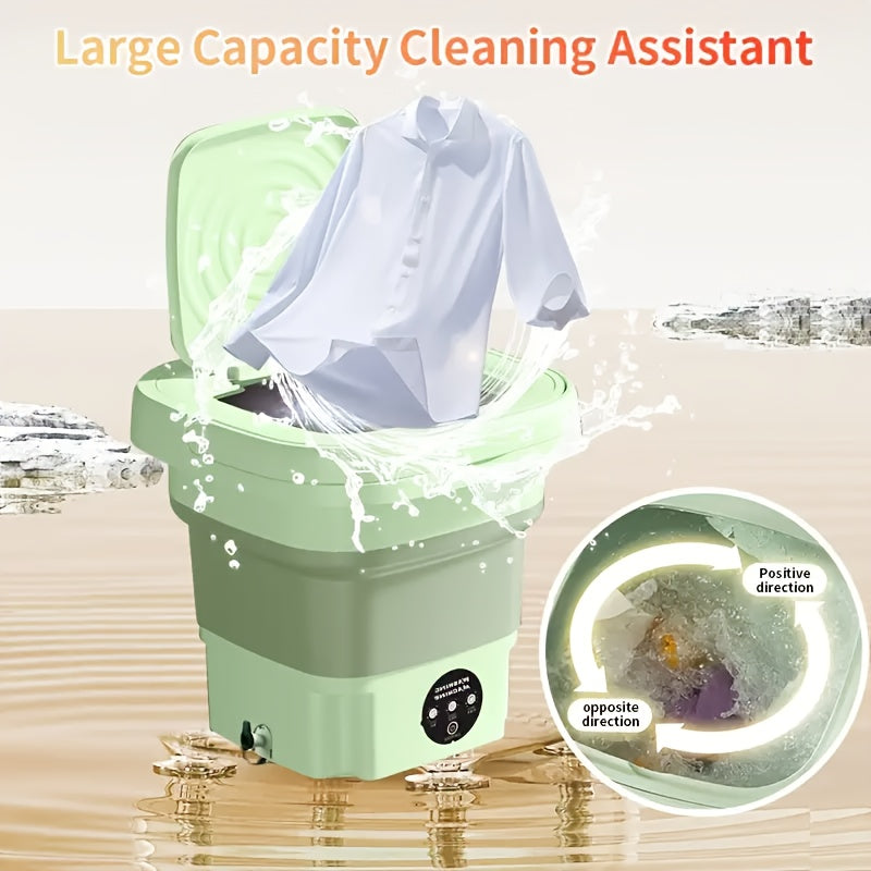 Portable 8L Folding Washing Machine Large Capacity Compact Travel Laundry