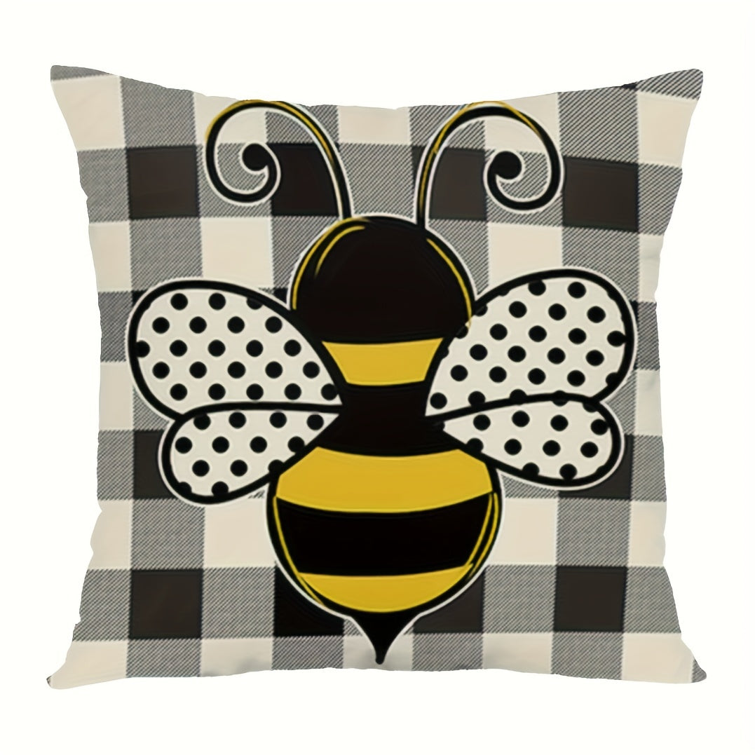 Decorative Pillow Cover with Summer Polka Dots and Buffalo Plaid 45cm Short Plush