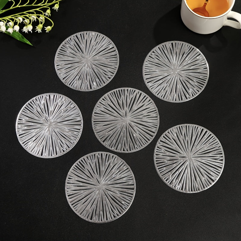 Set of 6 Fireworks Coasters PVC Washable Reusable Non-slip Heat Insulation for Coffee Wine Tea
