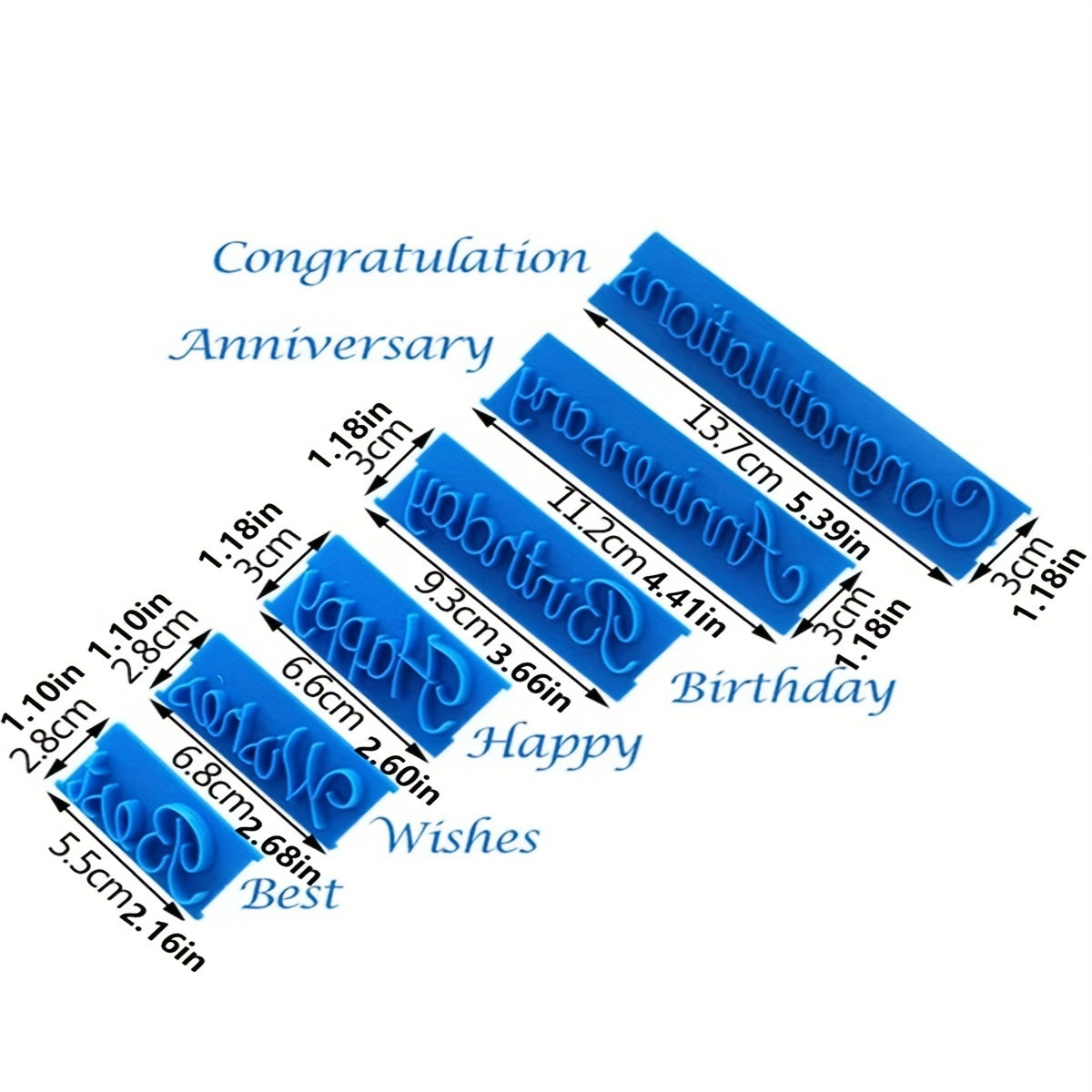 Cake Press Mold Set with Alphabet Design for Birthday Cake Decorating, 6 Pieces