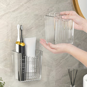 Wall-Mounted Bathroom Storage Organizer with Toothbrush and Razor Holders