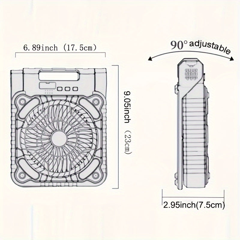 1 dona 10000mAh quvvatga ega portativ quyosh fanati va LED lantern, kamping, piknik, barbekyu, baliq ovlash va sayohat uchun mukammal. Tashqi zaryadlash uchun quyosh paneli bilan birga keladi va batareya quvvatida tinch ishlaydi.