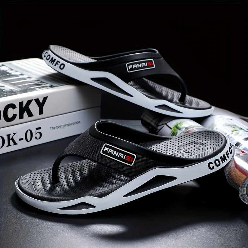 Ayollar uchun bej PANAI flip-floplar: Qulay yoga slaydlar, sirpanmaydigan taglik, zamonaviy harf bosma - yozda ichki va tashqi foydalanish uchun mukammal.