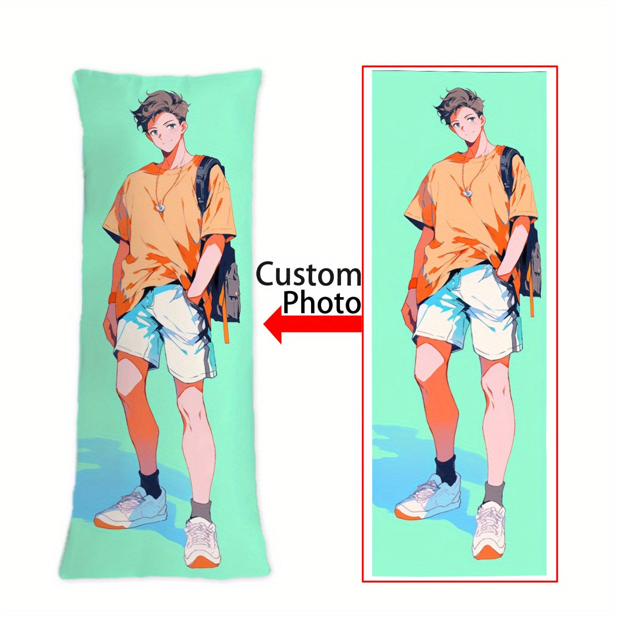 Anime Couple Body Pillow Cover Soft Polyester Plush 50.8x137.16 cm Personalized Gift