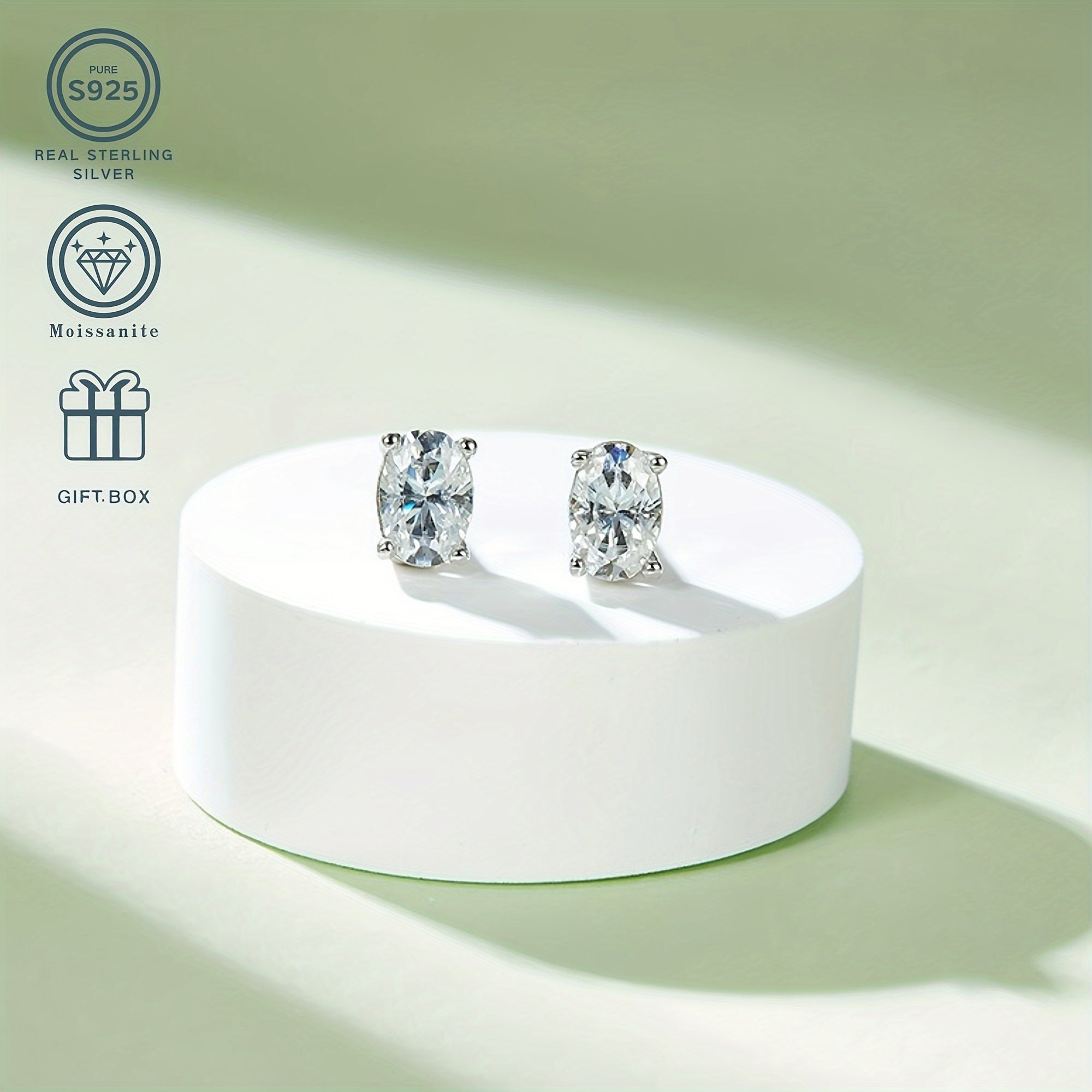 Moissanite Pendant and Earring Set in Sterling Silver 1CT Pendant 0.5CT Earrings Hypoallergenic Jewelry