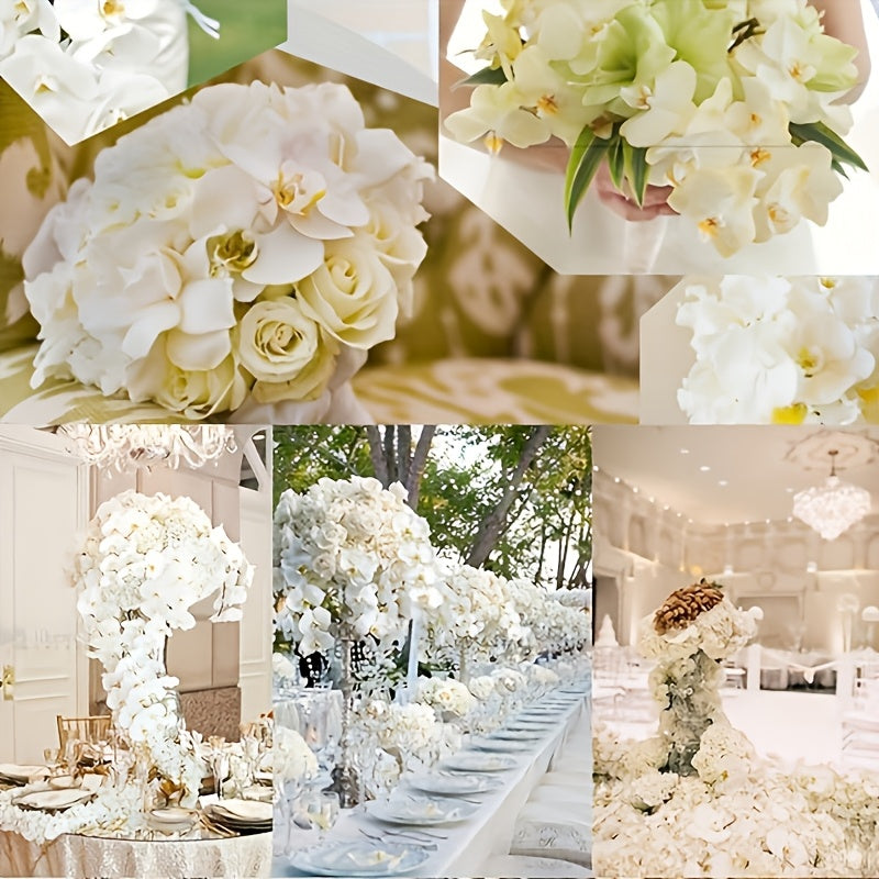 27-Inch White Artificial Orchid Flower with Latex Velvet Real Touch Long Stem Tall Vase for Home Decor