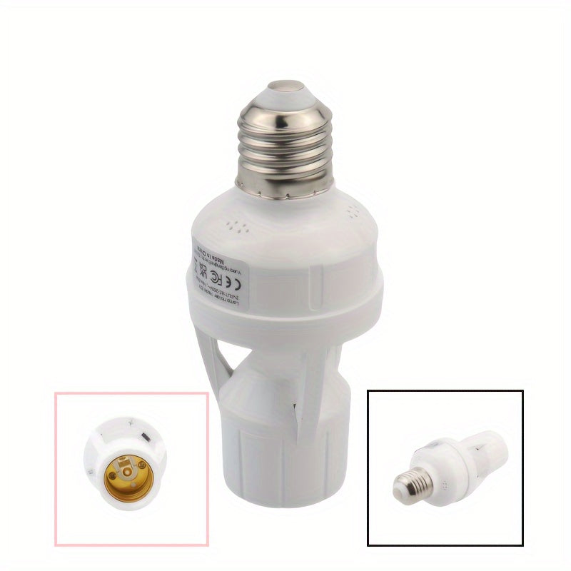 E27 Motion Sensor Light Socket Converter AC 85-265V Hardwired Infrared Body Sensing