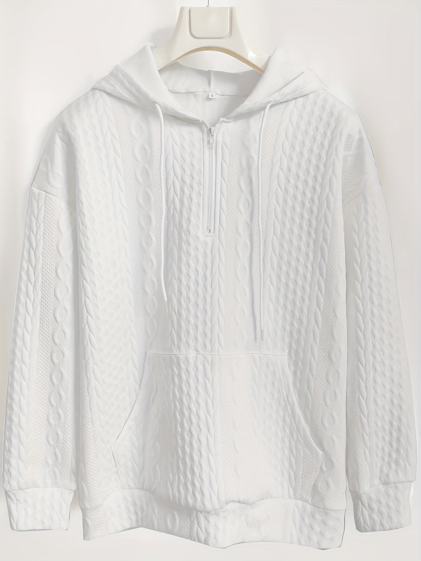 Plus Size Women's Cotton Cable Zipper Hoodie with Pockets