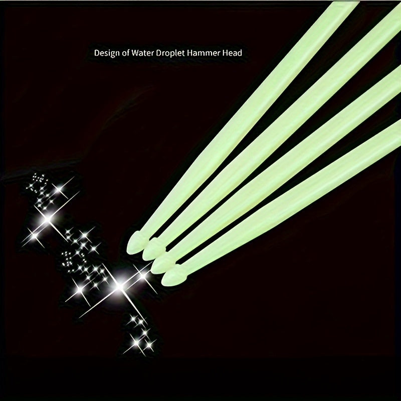 Jazz Drumming Drumsticks with Glow in the Dark Blue Nylon