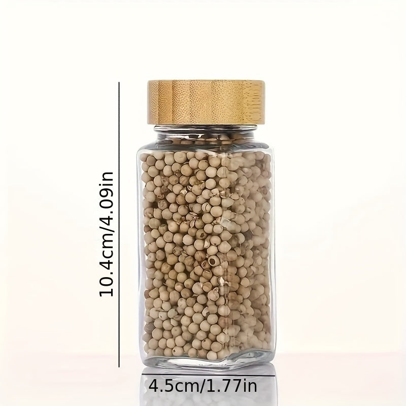 12-Piece Glass Spice Jar Set with Bamboo Lids Labels and Funnel for Airtight Kitchen Storage
