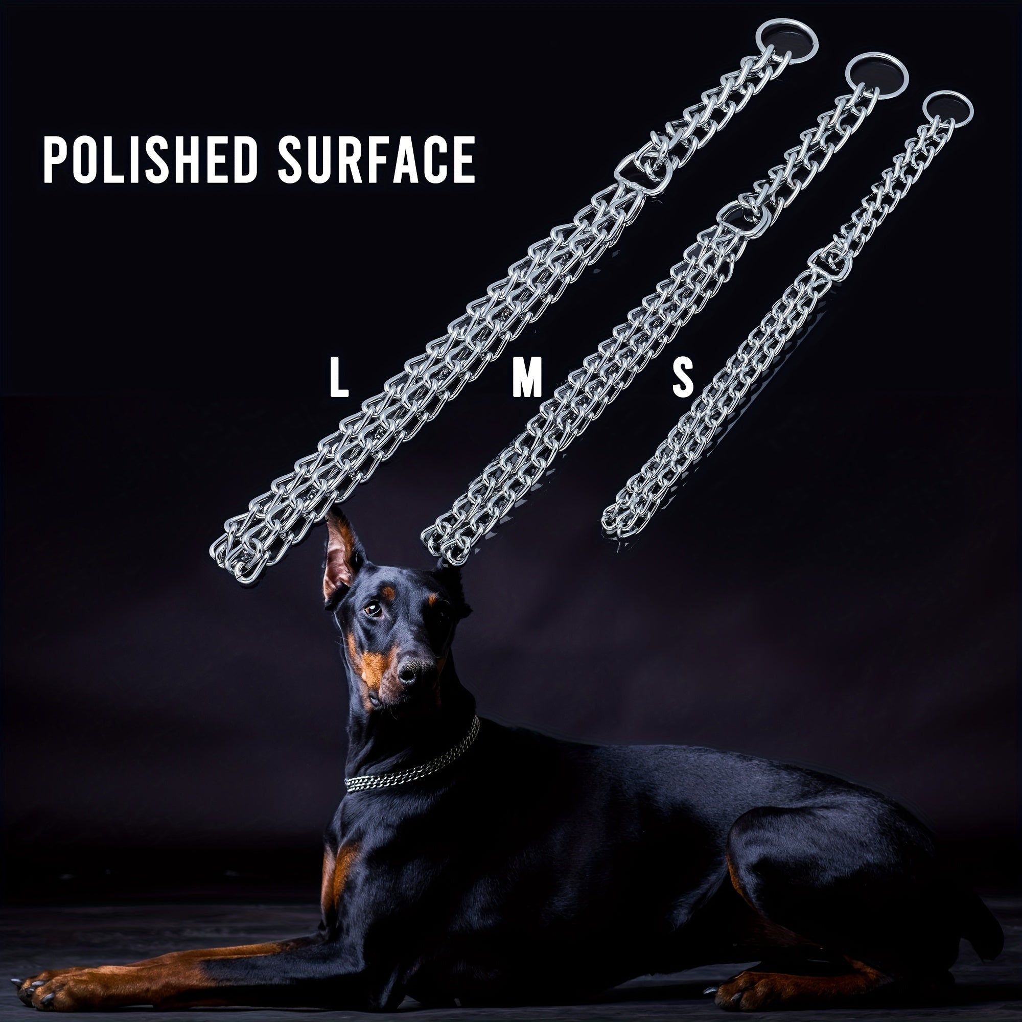 Adjustable Stainless Steel Cuban Link Dog Collar for Large Small Medium Chew Proof