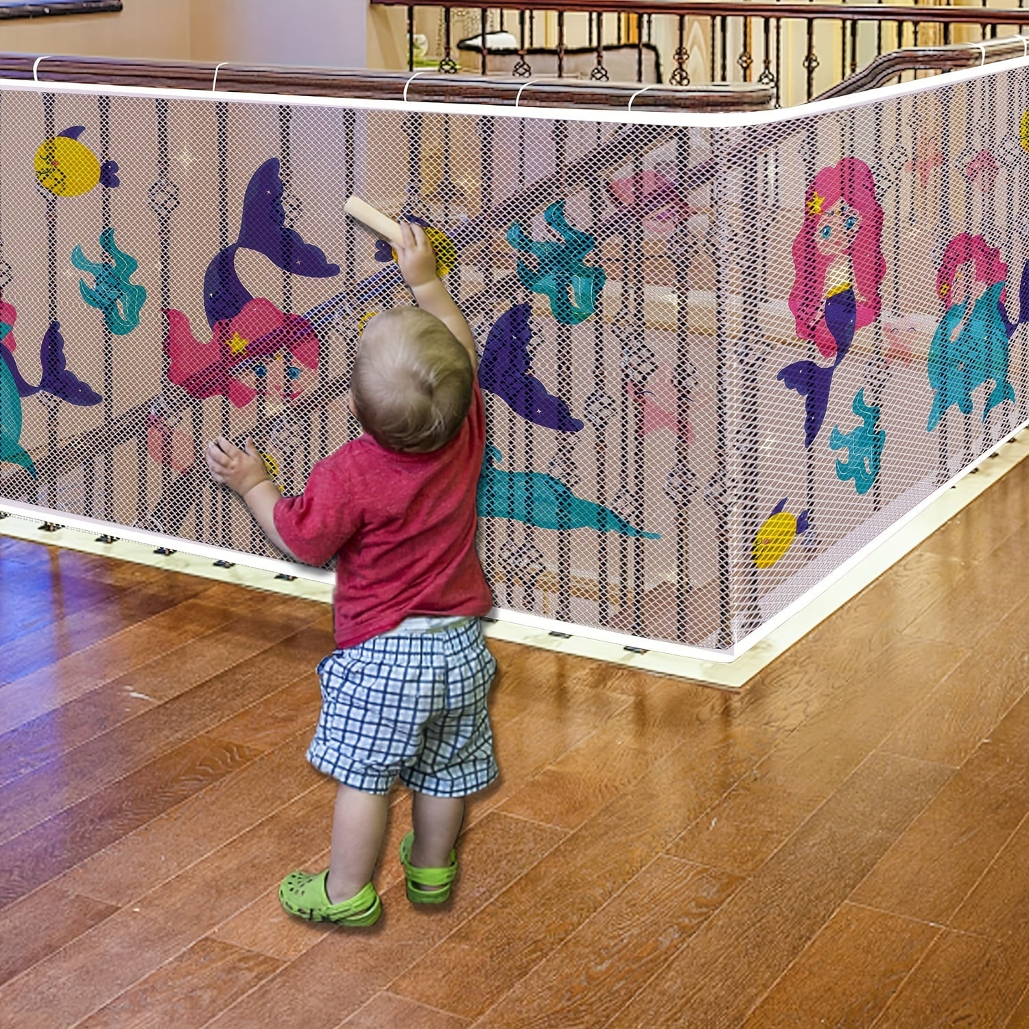 Kids Baby Safety Gate Non-Toxic Polyester Stair and Balcony Guard with Vibrant Print
