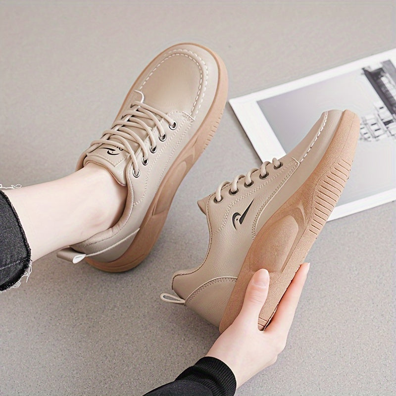 Women's Casual Sneakers Low Top Lace-Up Solid Color Fabric Lined PU Sole