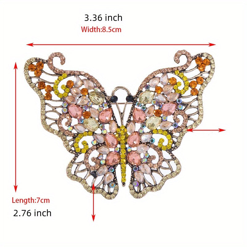 Crystal Butterfly Brooch Pin Rhinestone Lapel Badge for Women Men Jewelry Accessories