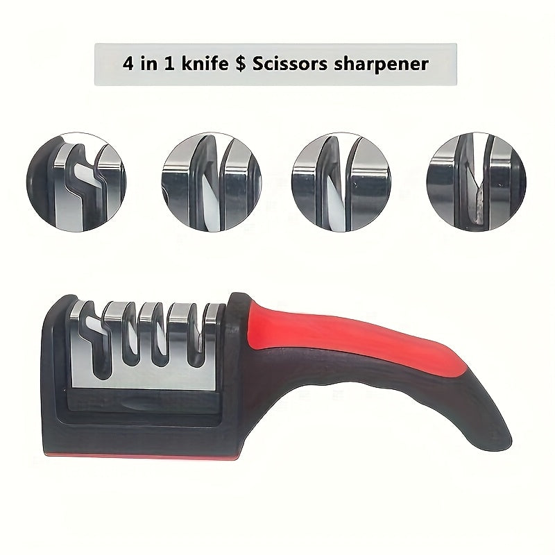Портативный 4-ступенчатый точильный станок для кухонных ножей, компактная пластиковая основа