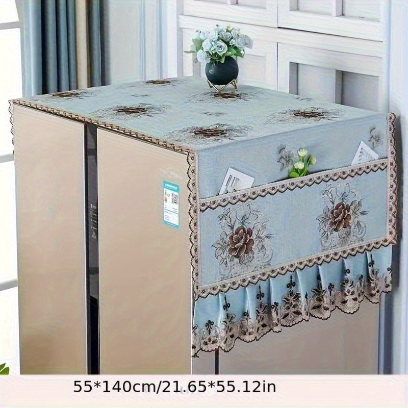 Washable Floral Pattern Refrigerator Dust Cover Fits Most Standard Sizes Kitchen Appliance Protector