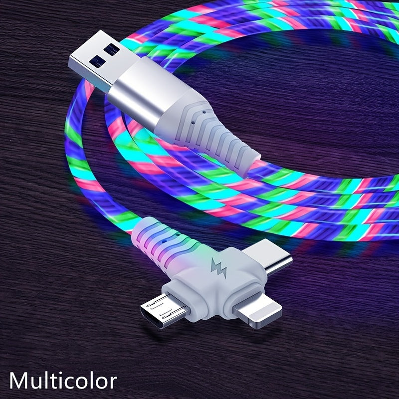 3-in-1 USB Charging Cable for iPhone, Type-C, Micro USB, 10-20W, PVC Material