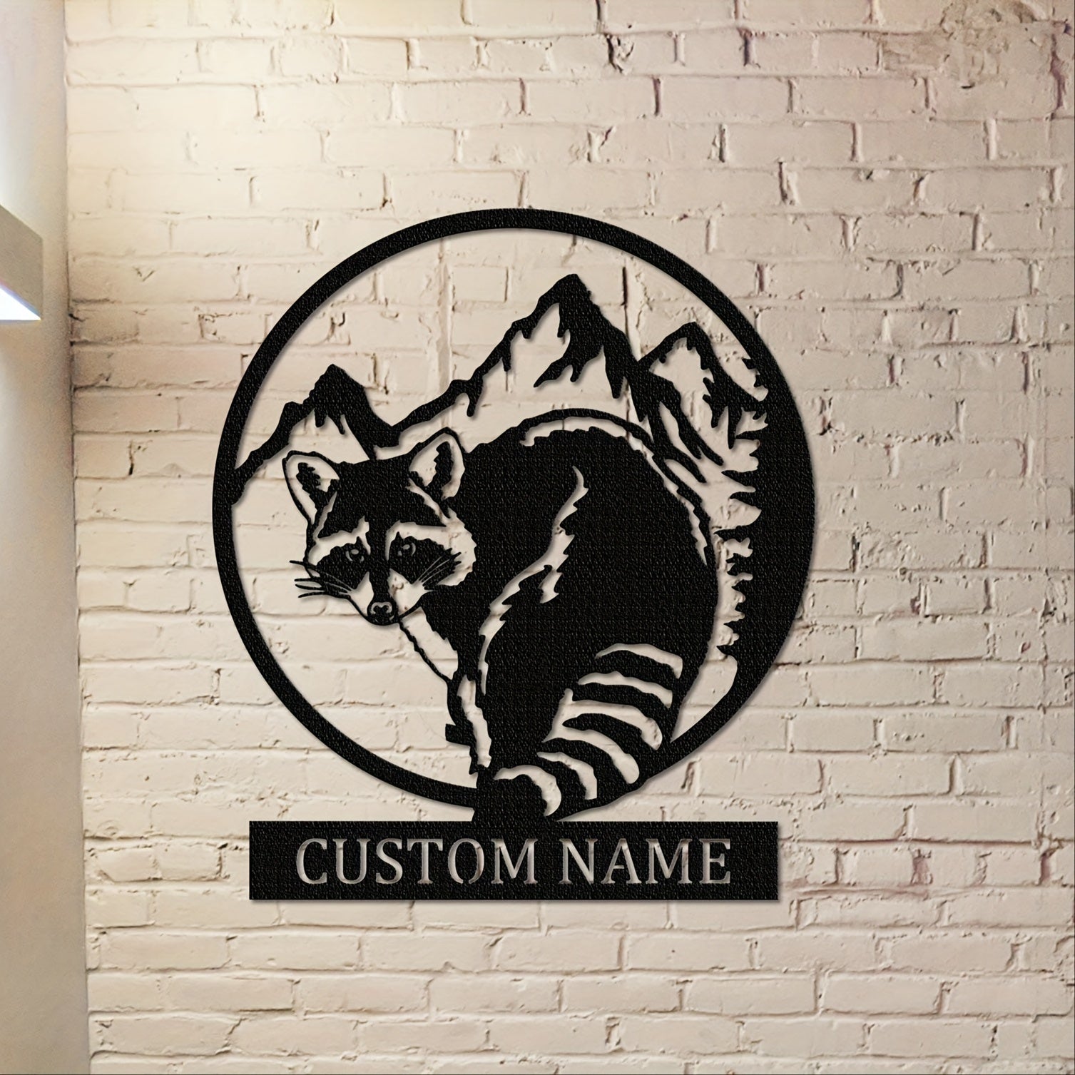Custom Raccoon Metal Sign Weatherproof Wall Art for Home Cabin Patio Decor