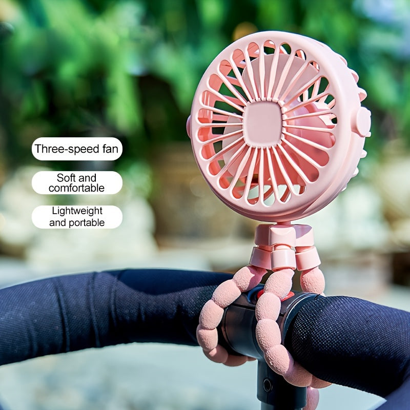 Portable Handheld Octopus Clip Fan USB Rechargeable Indoor Outdoor