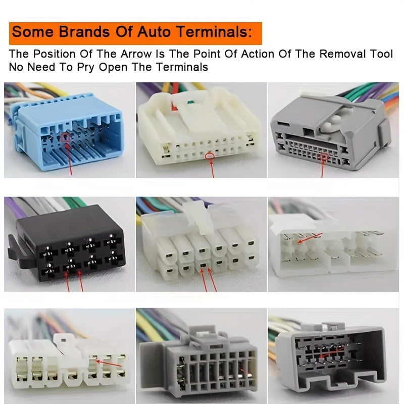 59 piezas Juego profesional de herramientas para desmontar conectores de arnés de cables, kit de herramientas para terminales automotrices