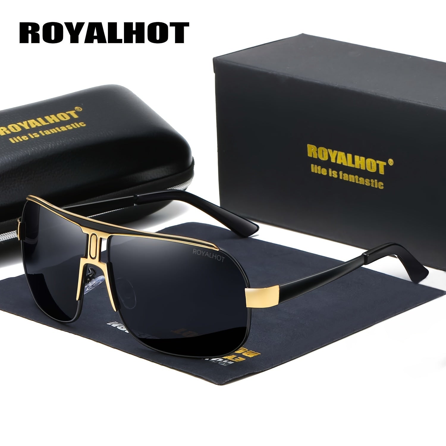 Unisex Metal Polarized Sunglasses Large Frame for Driving and Gifts