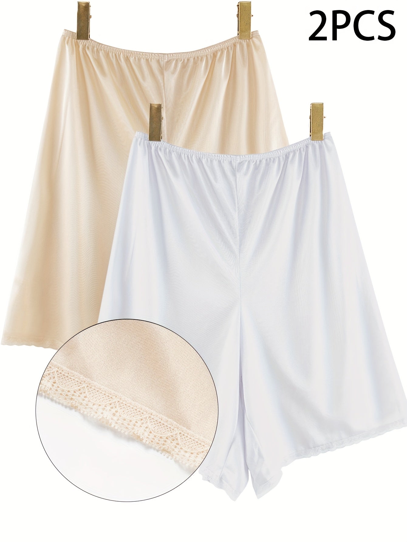 Pantalones de falda anchos con parche floral transpirable para mujer, pack de dos