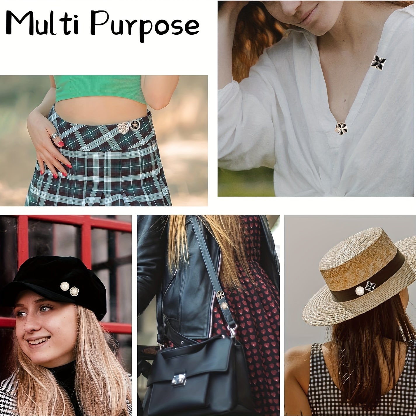 40 ta nafis, qayta ishlatiladigan broshlar to'plami, ajraladigan yashirin klips va bezakli buckl bilan