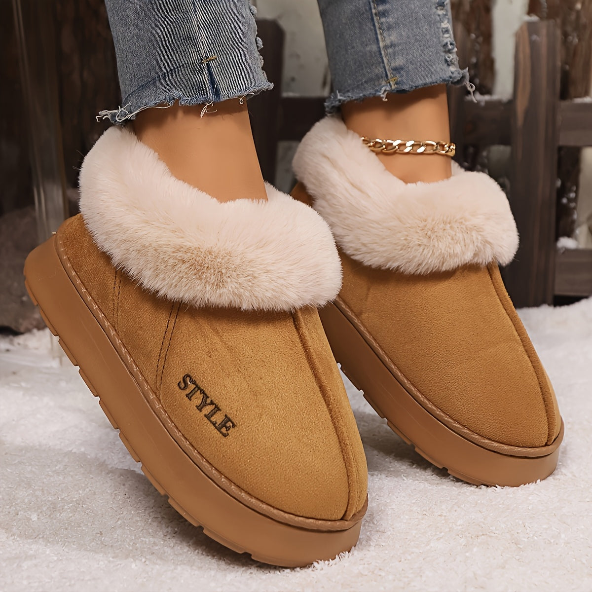 Ayollar uchun qishki issiq kengaytirilgan shippaklar, 5 rangda qulay kundalik poyabzal