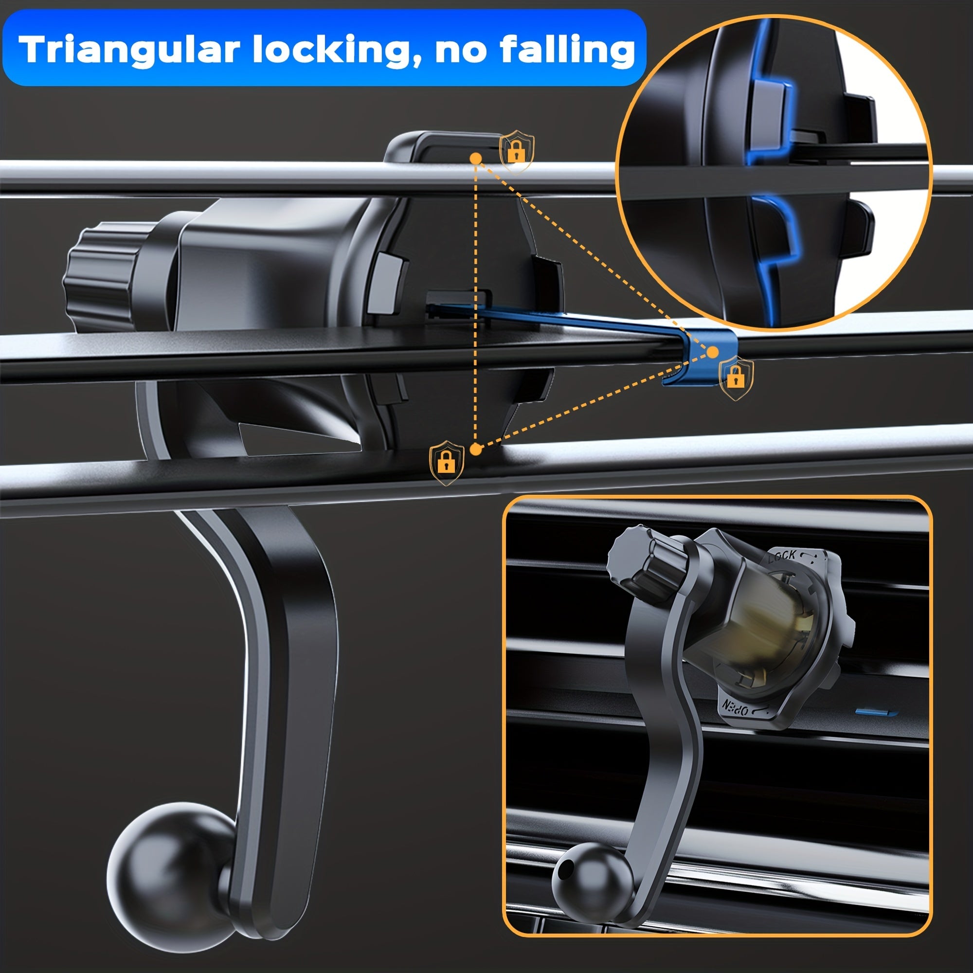 Soporte universal para teléfono de coche con brazo oscilante para compatibilidad con rejillas de ventilación