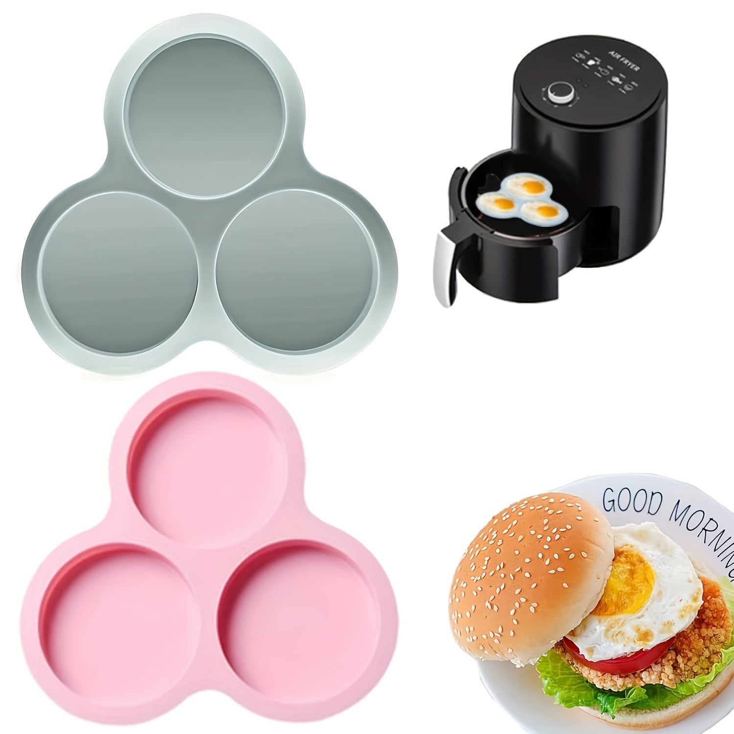 Silicone Air Fryer Baking Mats Set Non-Stick Reusable Muffin Egg Molds