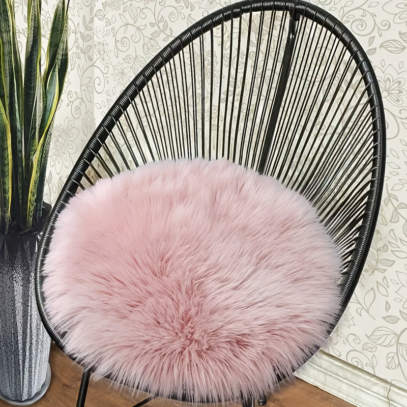 Round Plush Faux Sheepskin Rug, Machine Washable, Fluffy and Lightweight for Living Room and Bedroom