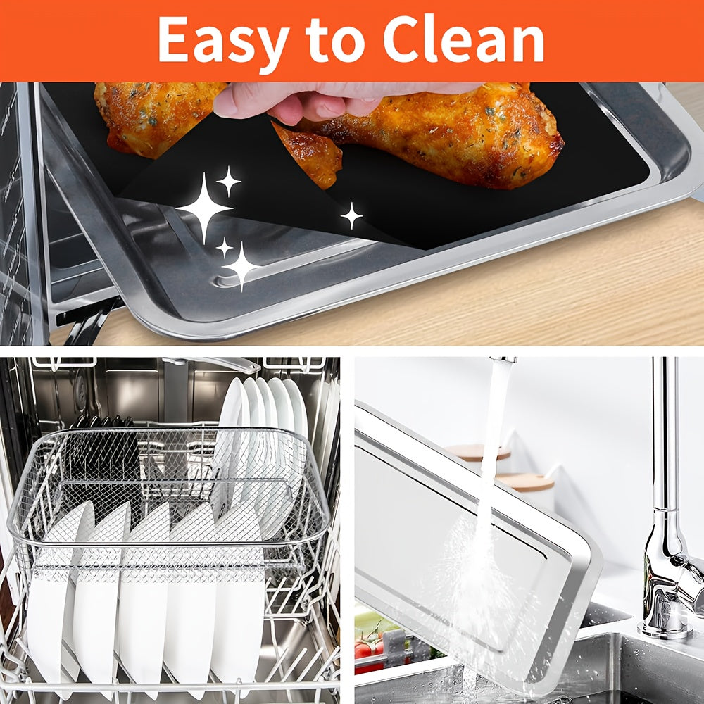 Set of 2 or 4 Non-Stick Reusable Oven Mats for 12-Inch Square Air Fryers Microwave Safe Easy to Clean