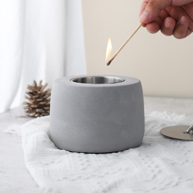 Compact Alcohol Stove for Indoor Outdoor Use with Cement Fireplace Set