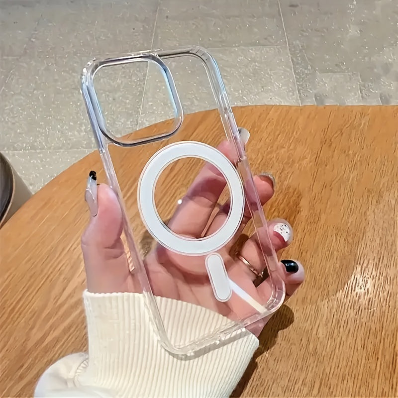 Clear Transparent Magnetic Phone Case for iPhone X to 16 Series Hard Back Soft Edges Wireless Charging