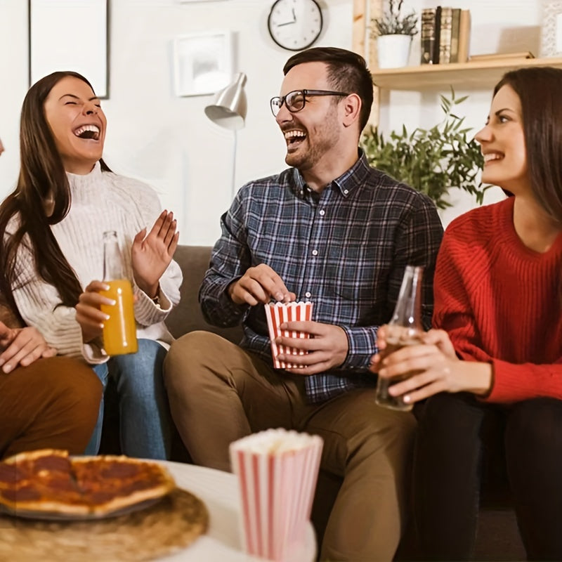 Striped Popcorn Boxes 10-Pack Paper Snack Containers for Movie Nights Parties