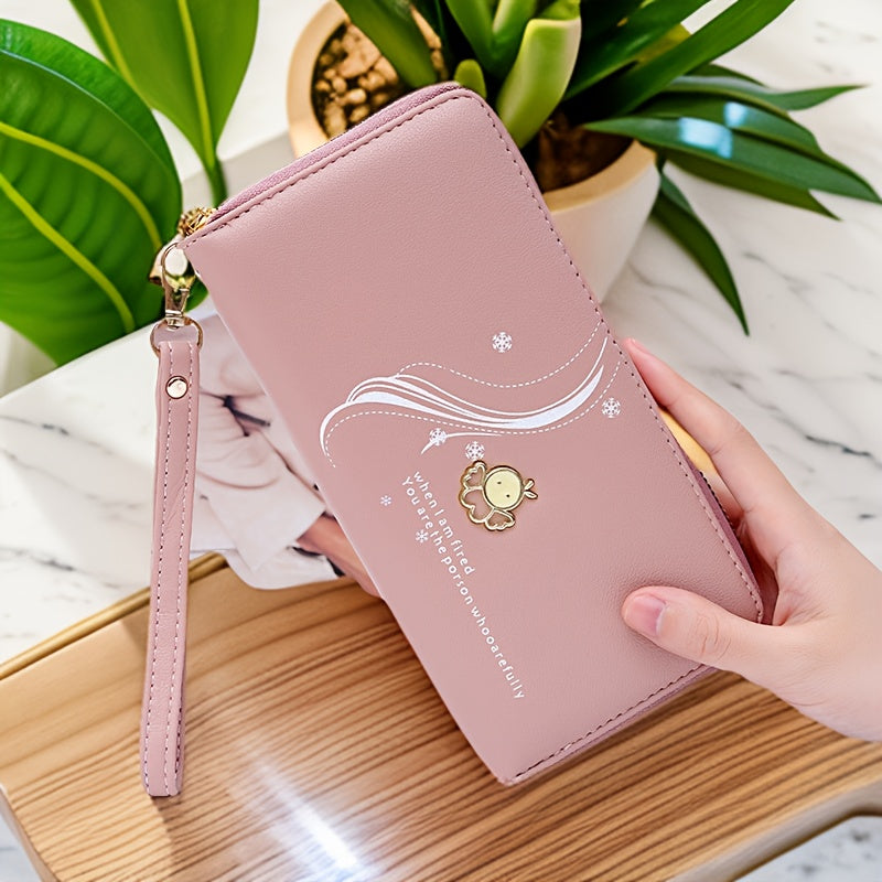 Ayollar uchun telefon ushlagichi, clutch, karta va tangalar uchun sumka bilan uzun fermuarlı hamyon, zamonaviy dizayn.