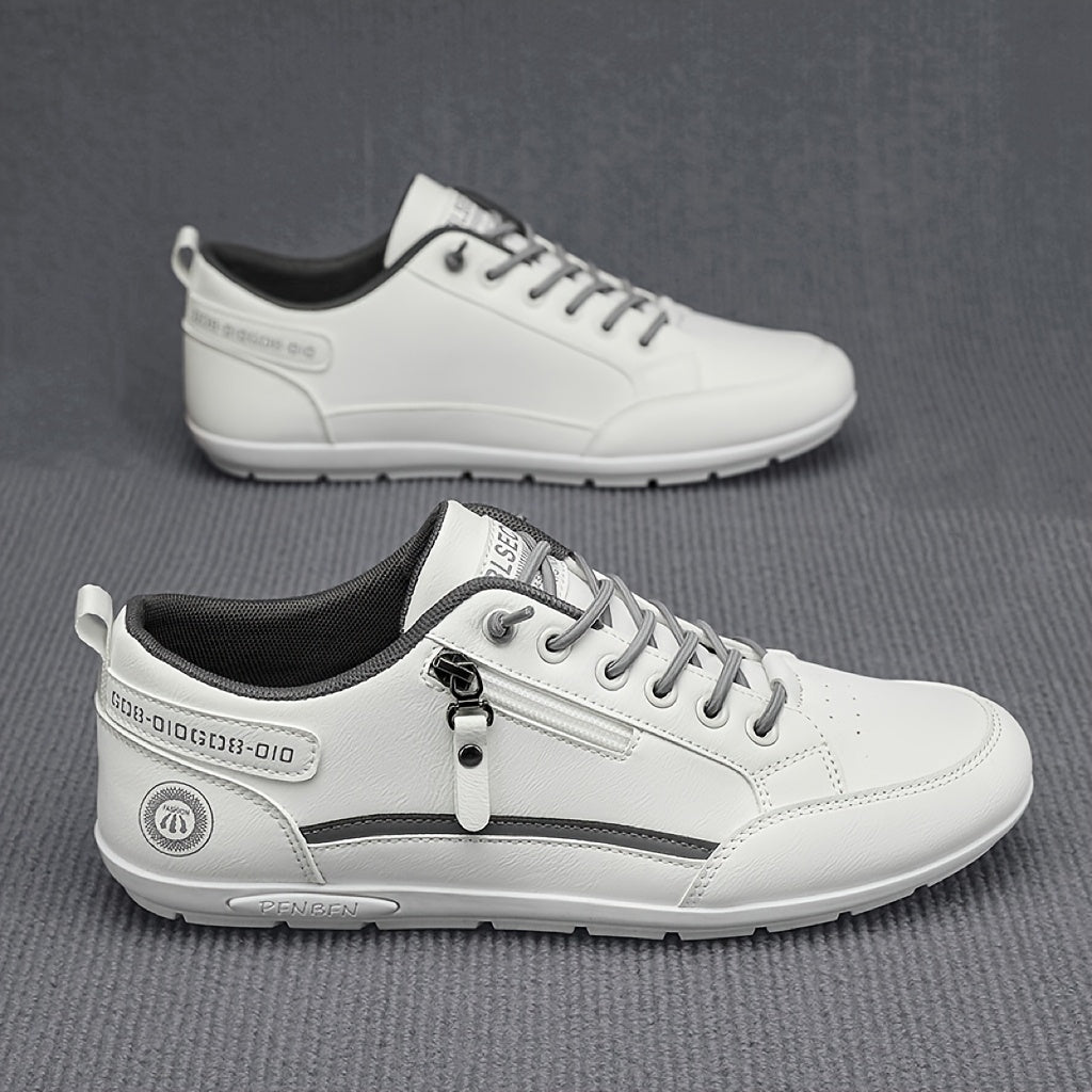 Women's Low-Top Sneakers White Black Lace-Up Casual Athletic Shoes