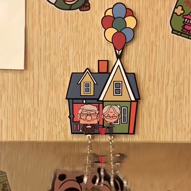 Set de llaveros para pareja de acrílico con diseño de casa con globo flotante para San Valentín, regalo romántico