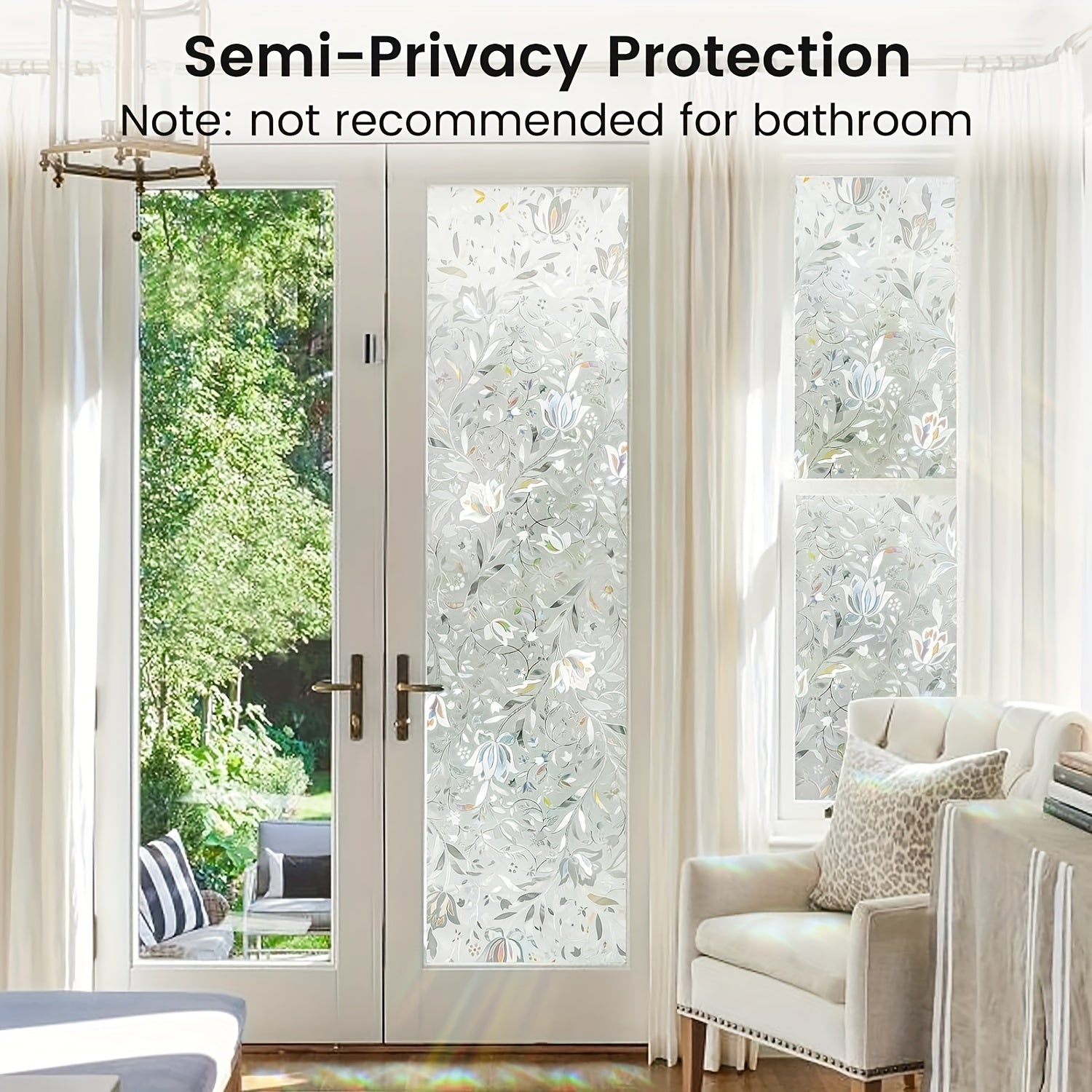 Decorative Rainbow Tulip Privacy Window Film Frosted Stained Glass Effect Sun Protection 19.81cm x 199.9cm