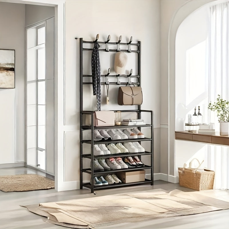 8 ta qulf bilan 5 qavatli poyabzal javoni, chidamli karbon po'lat, joyni tejovchi tashkilotchi