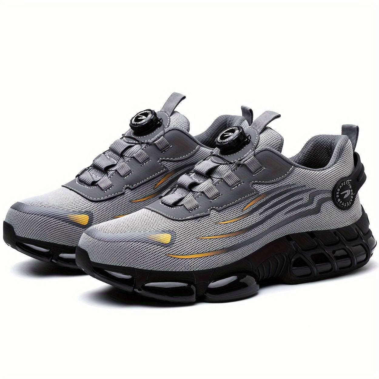 Men's Safety Work Shoes Steel Toe Puncture-Resistant Non-Slip Durable Black Gray