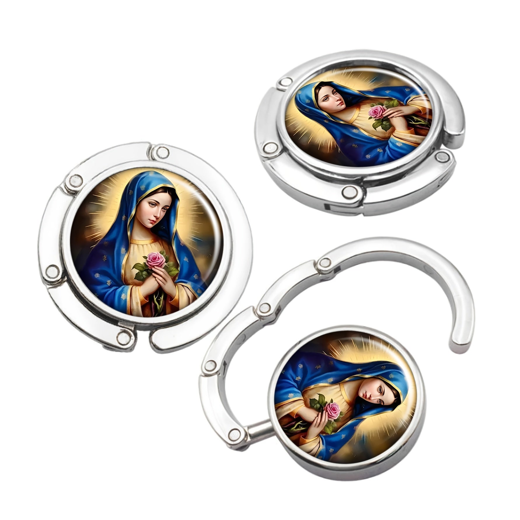 Foldable Handbag Hook for Table Virgin Mary Design Portable Purse Hanger