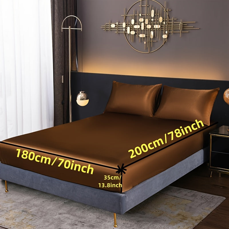 3-Piece Fitted Sheet Set with Pillowcases Polyester Bedding Soft Skin-Friendly