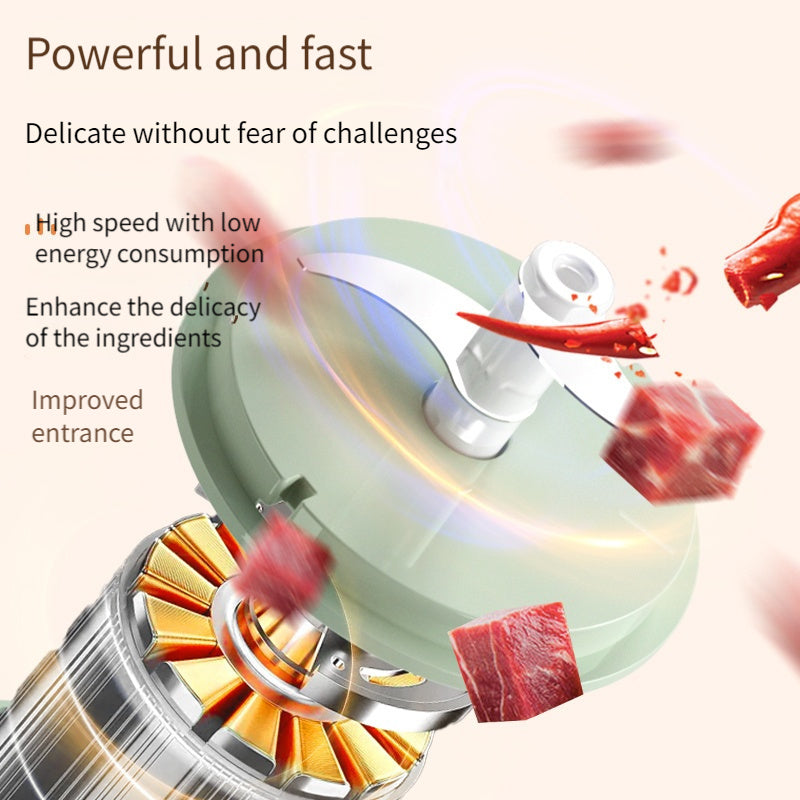 Мини-электрический измельчитель для продуктов с мясорубкой - портативный, перезаряжаемый через USB, аккумулятор 4000 мАч. Идеально подходит для нарезки овощей, измельчения чеснока, нарезки лука кубиками, приготовления фруктовых пюре. Универсальный