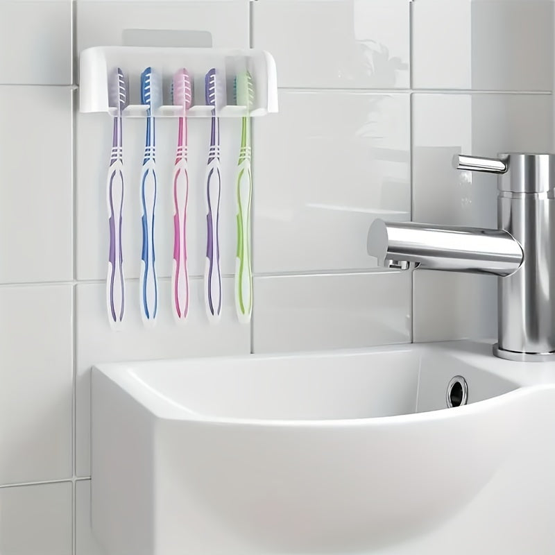 Wall Mounted Toothbrush Holder for Dorms and Showers Holds Up to 5 No Electricity