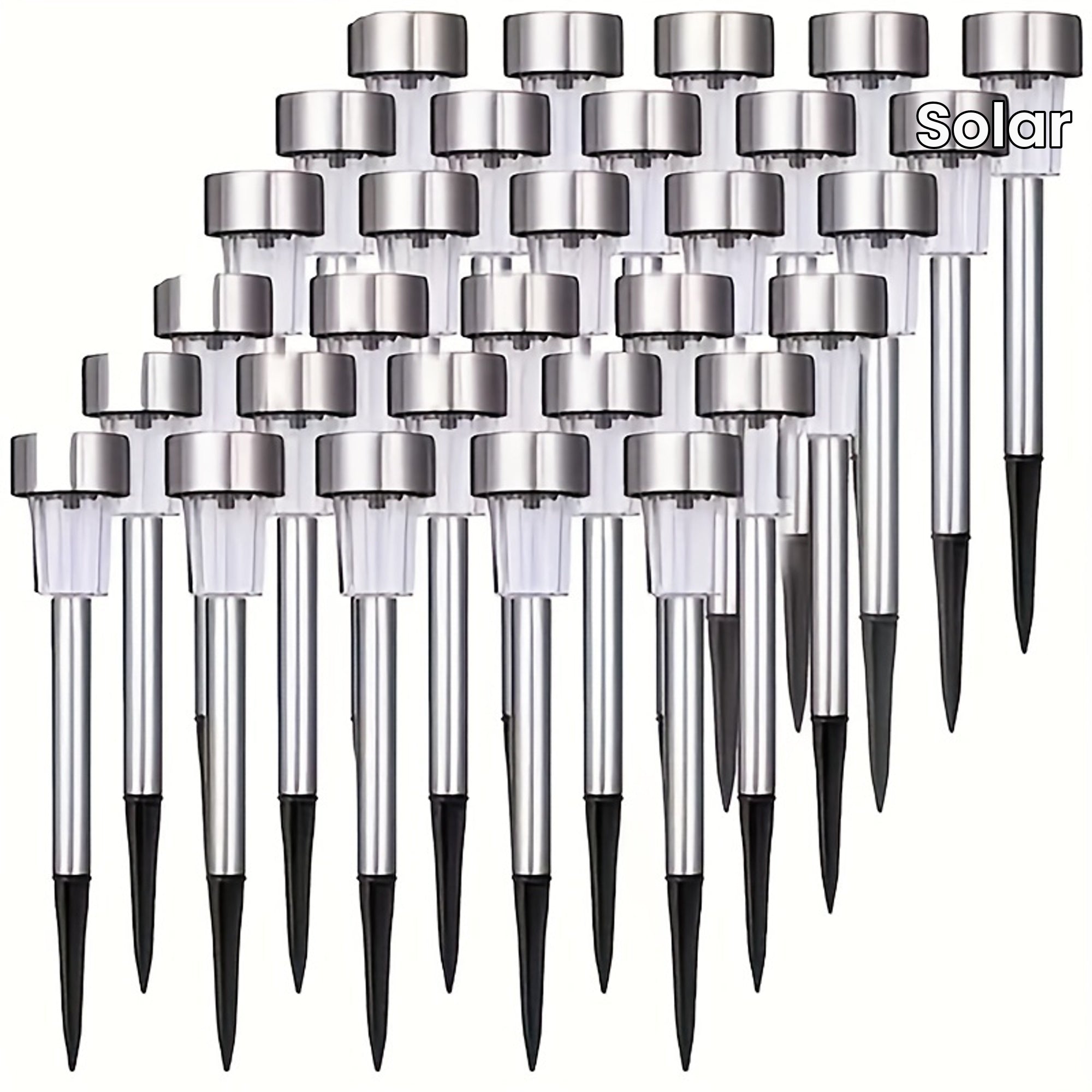 10-Pack Stainless Steel Solar LED Pathway Lights for Outdoor Garden Yard Lawn