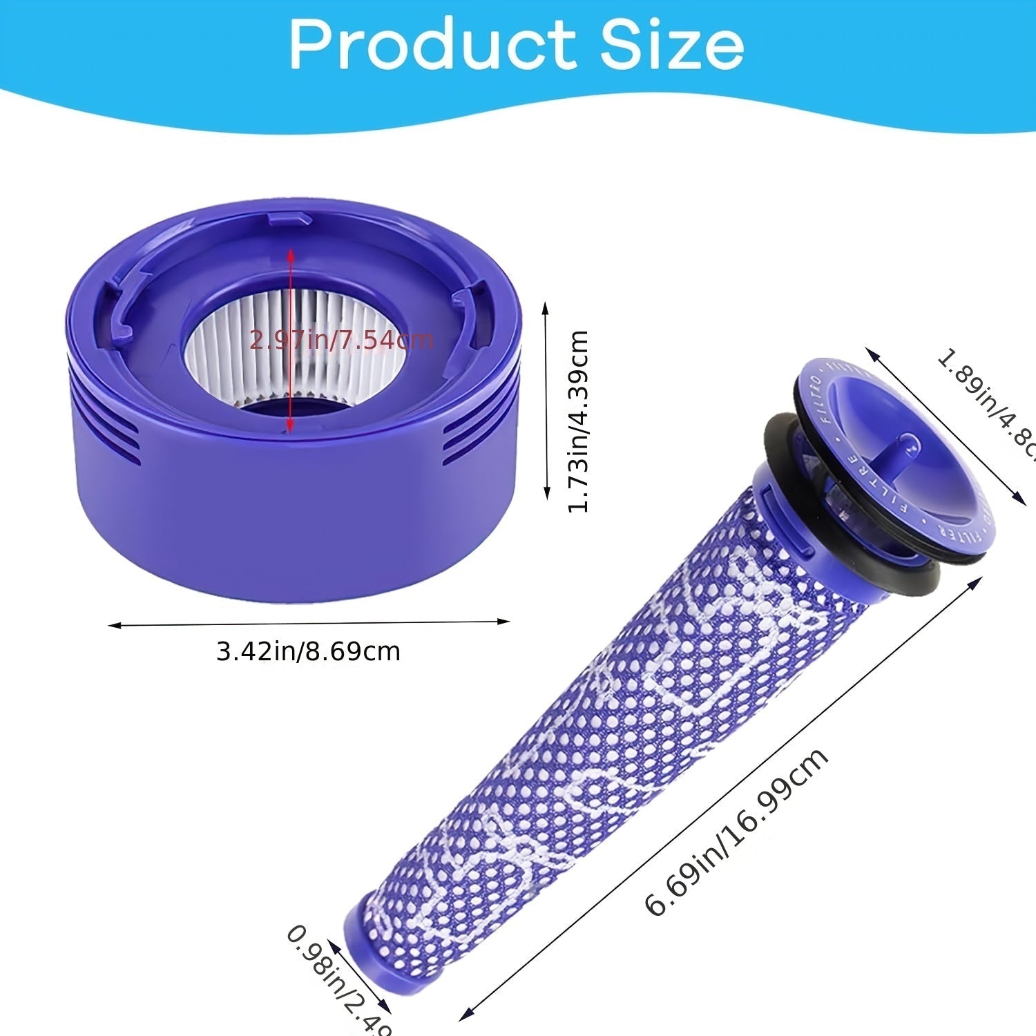 Dyson V8 va V7 Absolute Animal vakuum tozalagichi uchun aksessuar to'plami - 4 qismdan iborat to'plam, 2 ta HEPA post filtri, 2 ta old filtr va bir cho'tka, barchasi yuqori samarali almashtirish qismlari.