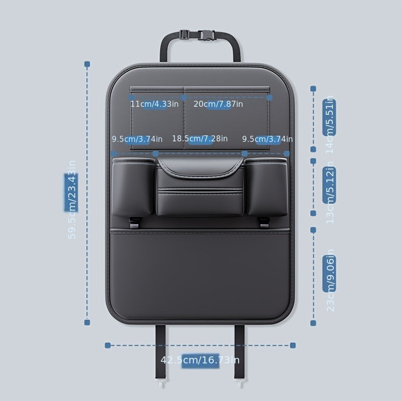 Organizador trasero para asiento de coche, bolsa de almacenamiento de cuero con soporte para tableta y portavasos